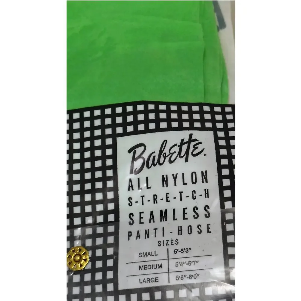 2 Pair 1960s Green All Nylon Stretch Seamless Sheer Panti-Hose Hosiery Size M